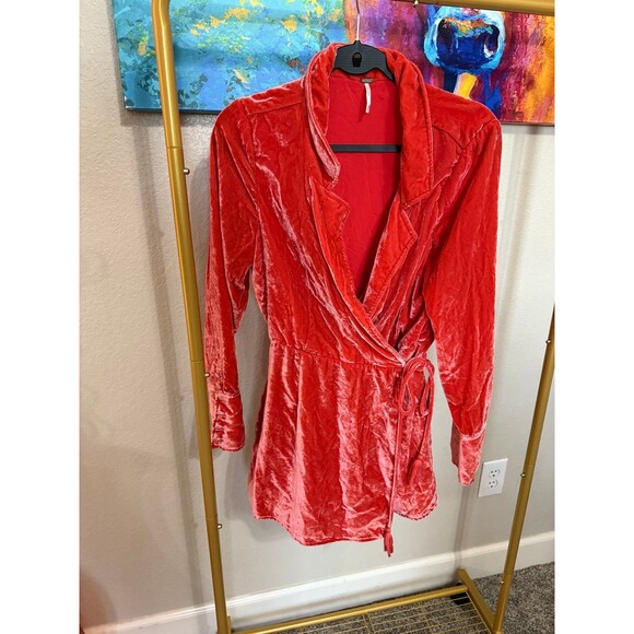 Free People Viola Velvet Romper M - Picture 3 of 7